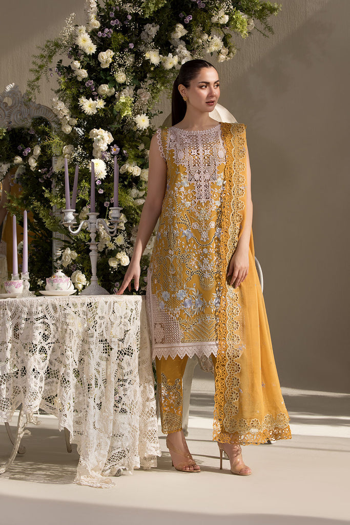 Sobia Nazir 3 Piece Custom Stitched Suit - Yellow - LB29355