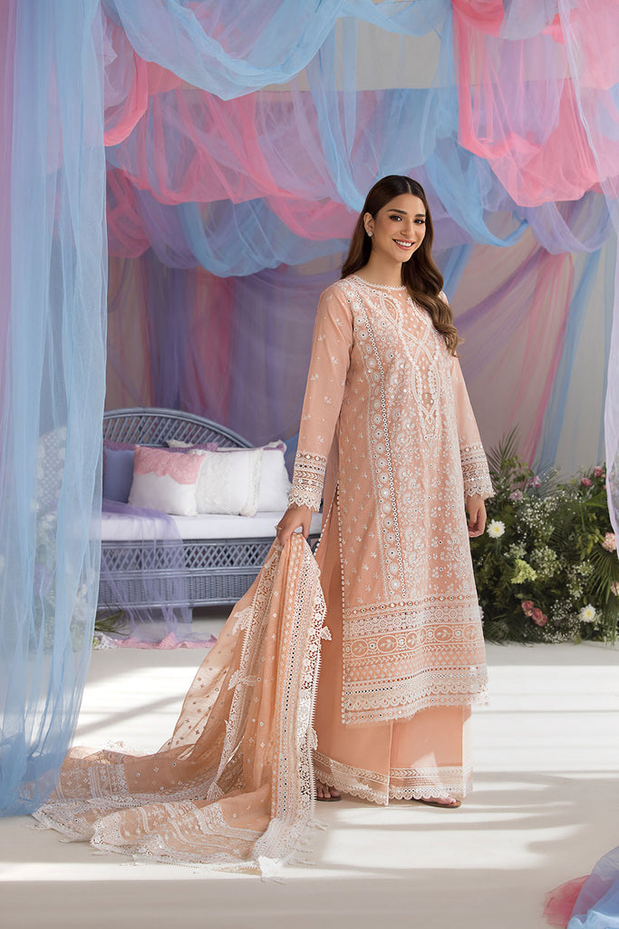 Sobia Nazir 3 Piece Custom Stitched Suit - Peach - LB29361