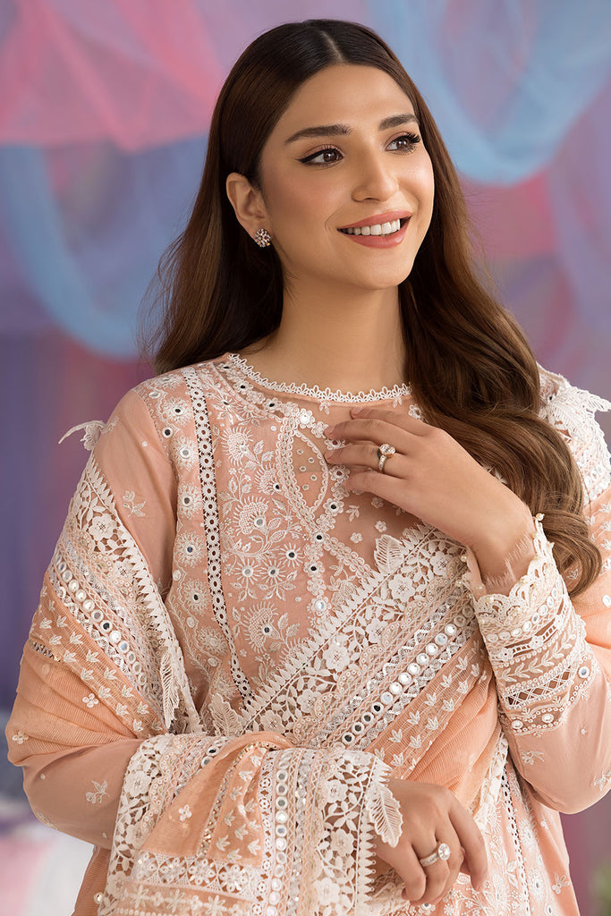 Sobia Nazir 3 Piece Custom Stitched Suit - Peach - LB29361