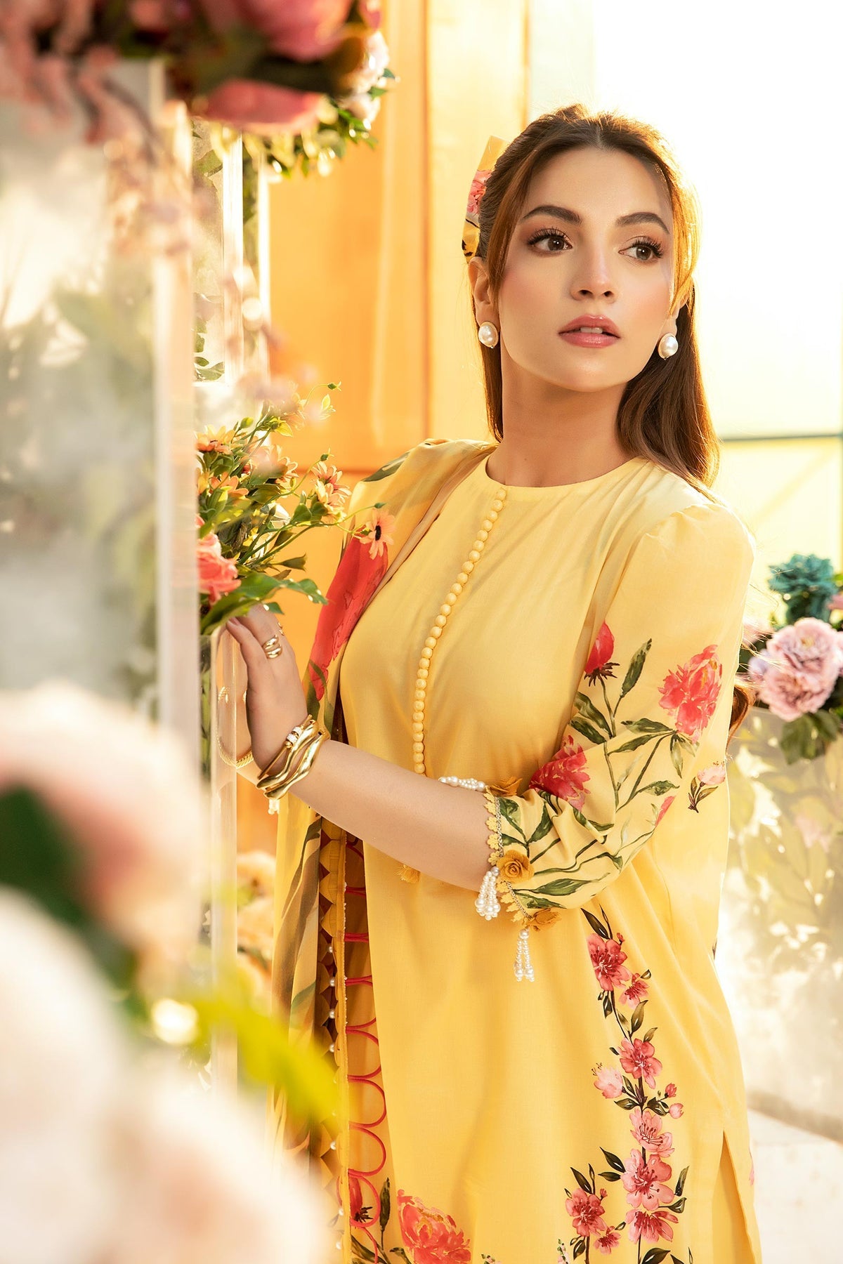 Maria.B 3 Piece Custom Stitched Suit - Yellow - LB29702