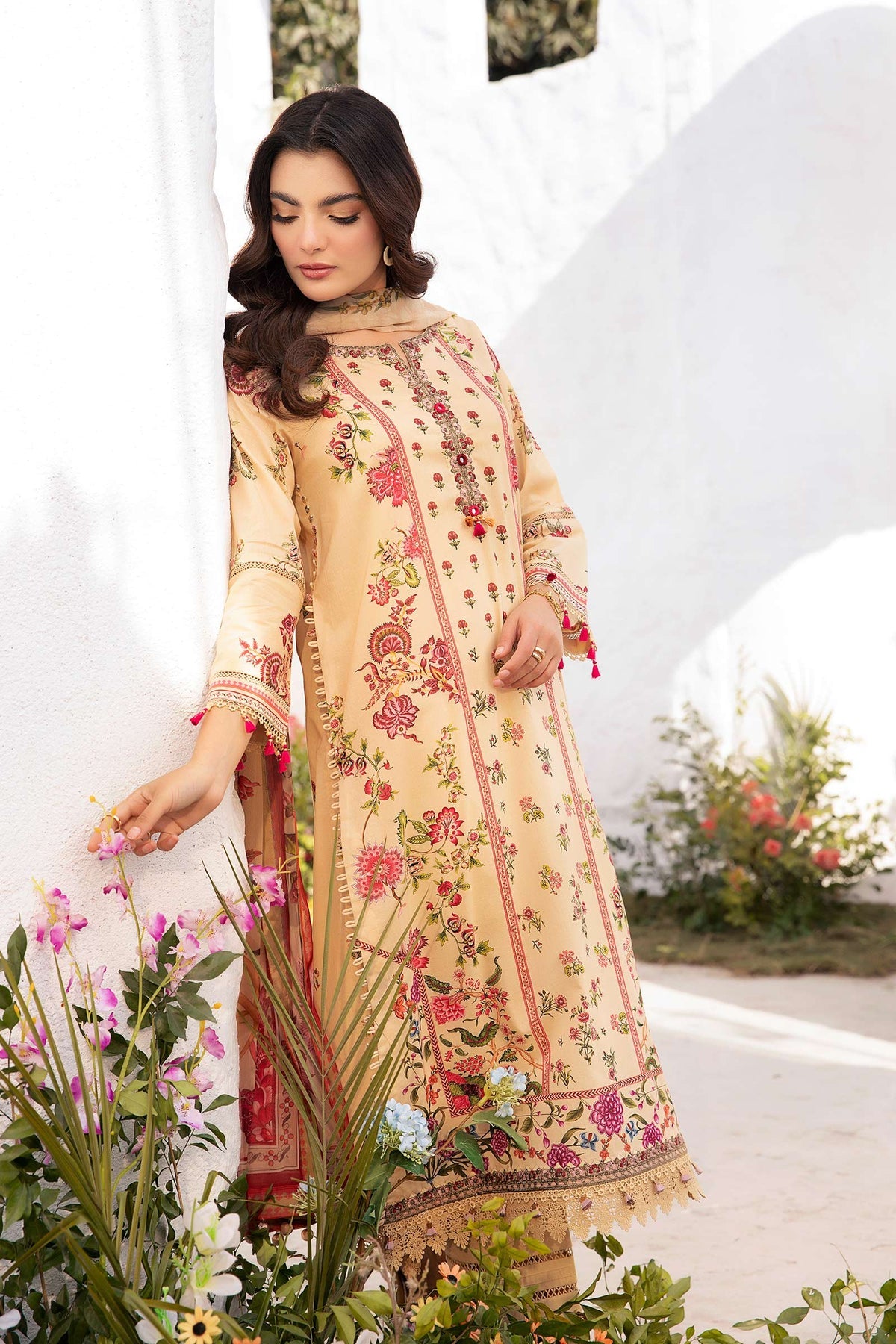 Maria.B 3 Piece Custom Stitched Suit - Beige - LB29736