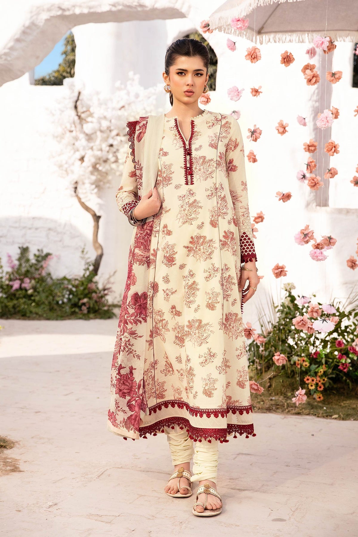 Maria.B 3 Piece Custom Stitched Suit - Beige - LB29741