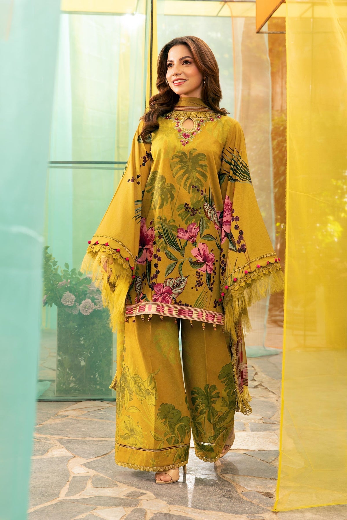 Maria.B 3 Piece Custom Stitched Suit - Mustard - LB29699