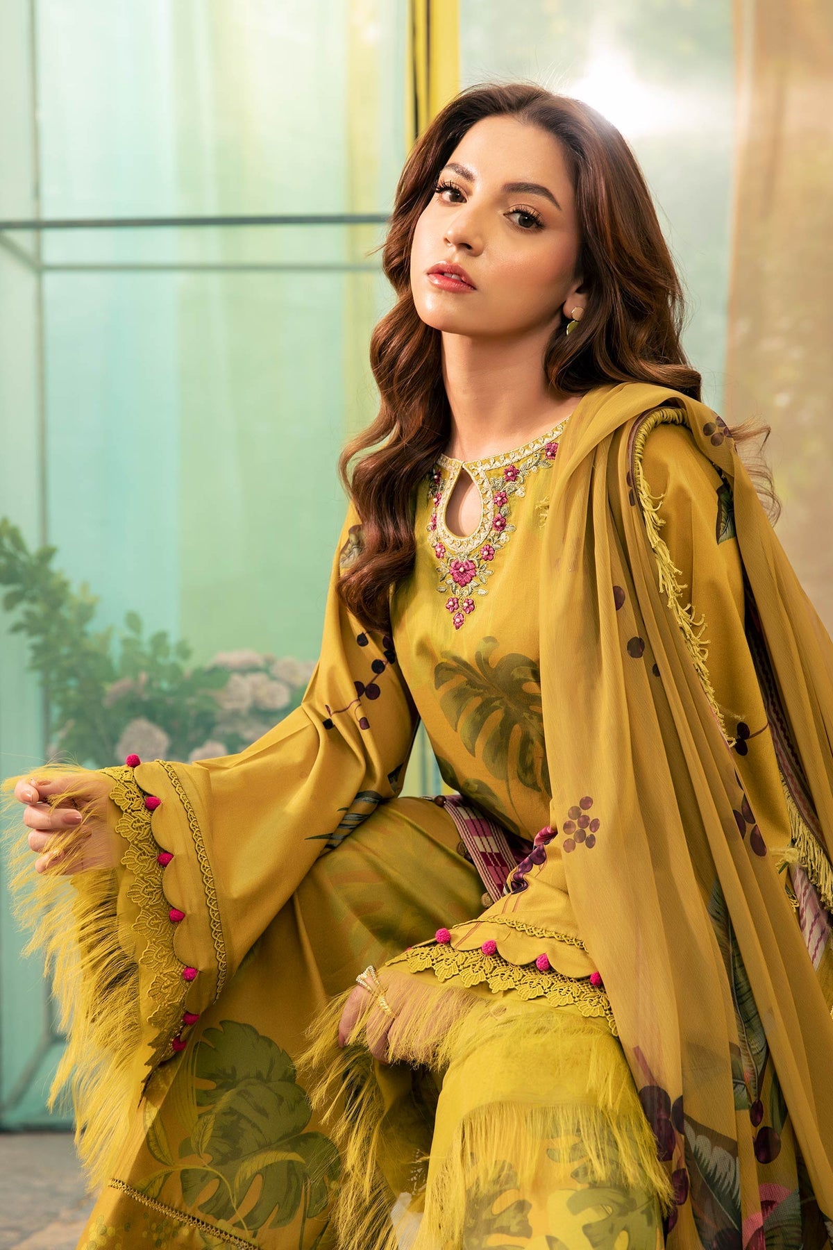 Maria.B 3 Piece Custom Stitched Suit - Mustard - LB29699