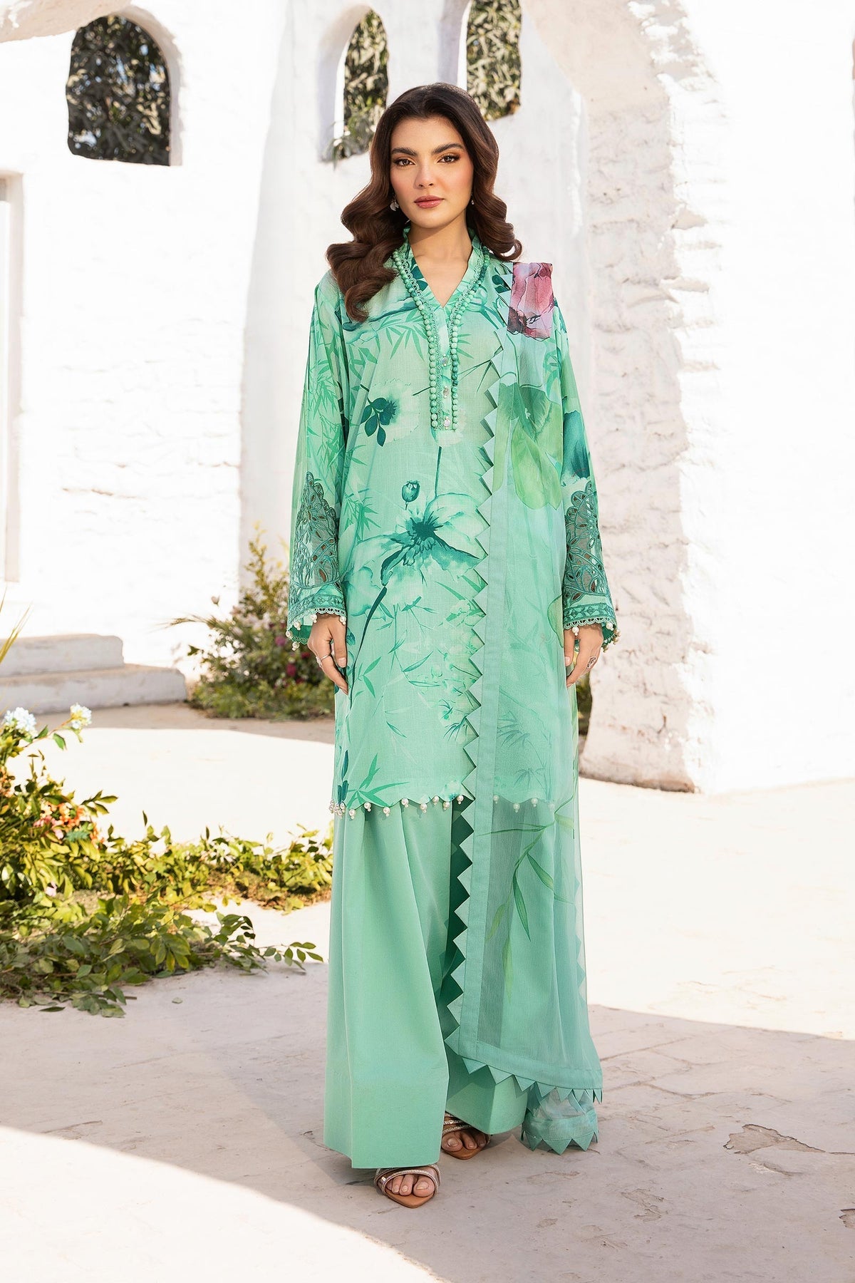 Maria.B 3 Piece Custom Stitched Suit - Green - LB29704