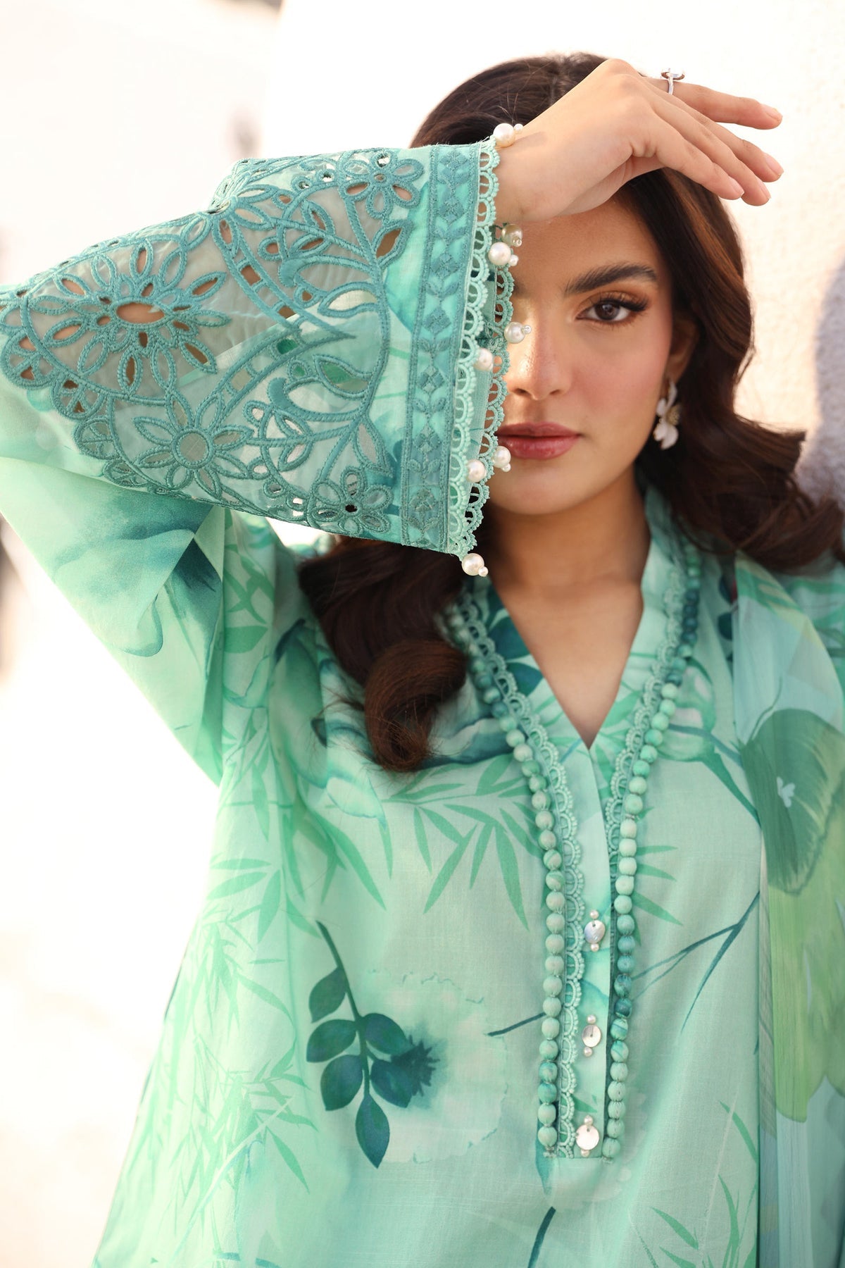 Maria.B 3 Piece Custom Stitched Suit - Green - LB29704