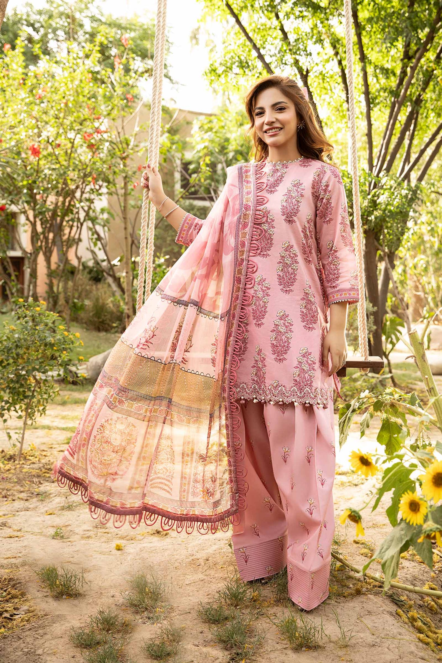 Maria.B 3 Piece Custom Stitched Suit - Pink - LB30272