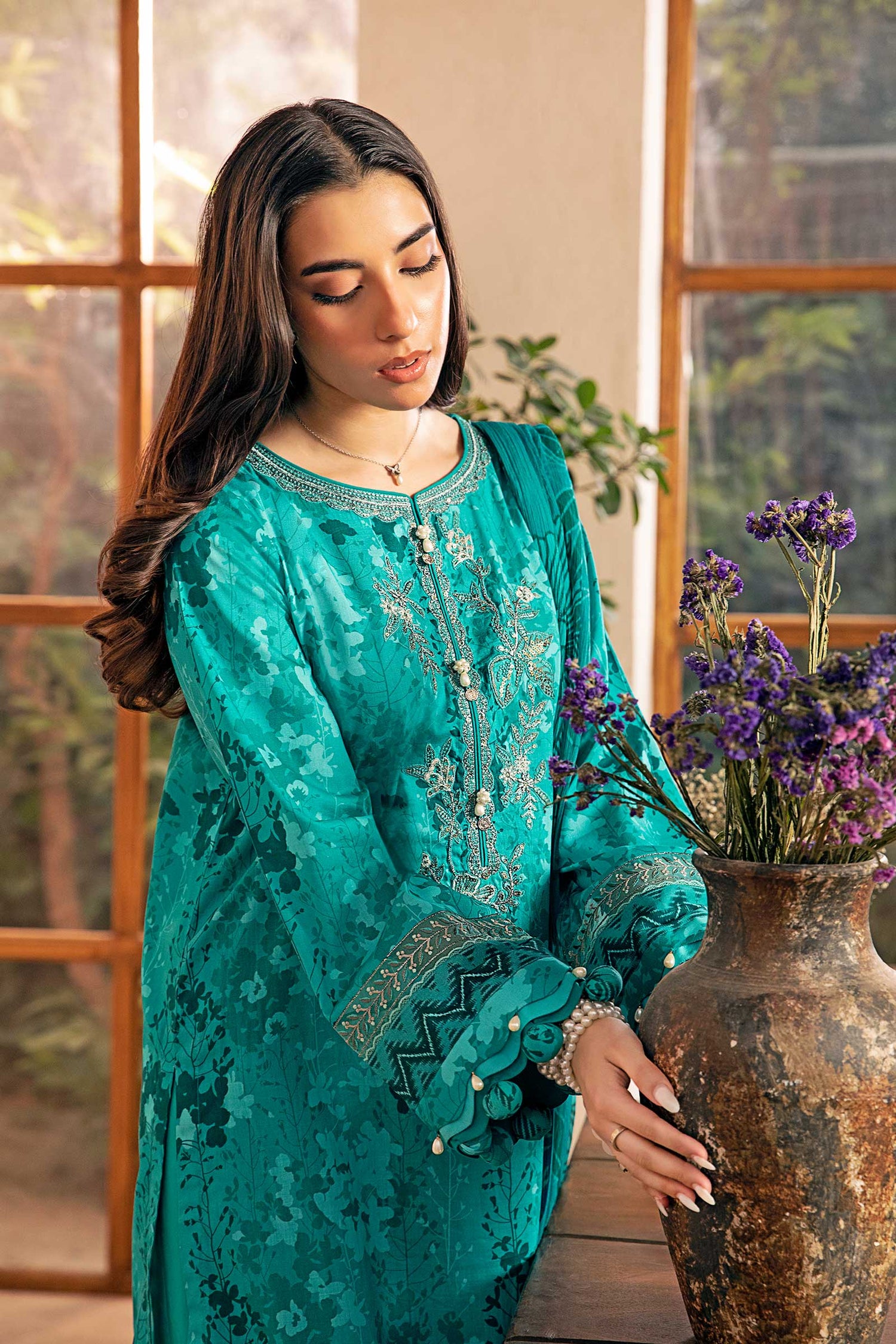 Maria.B 3 Piece Custom Stitched Suit - Green - LB30276