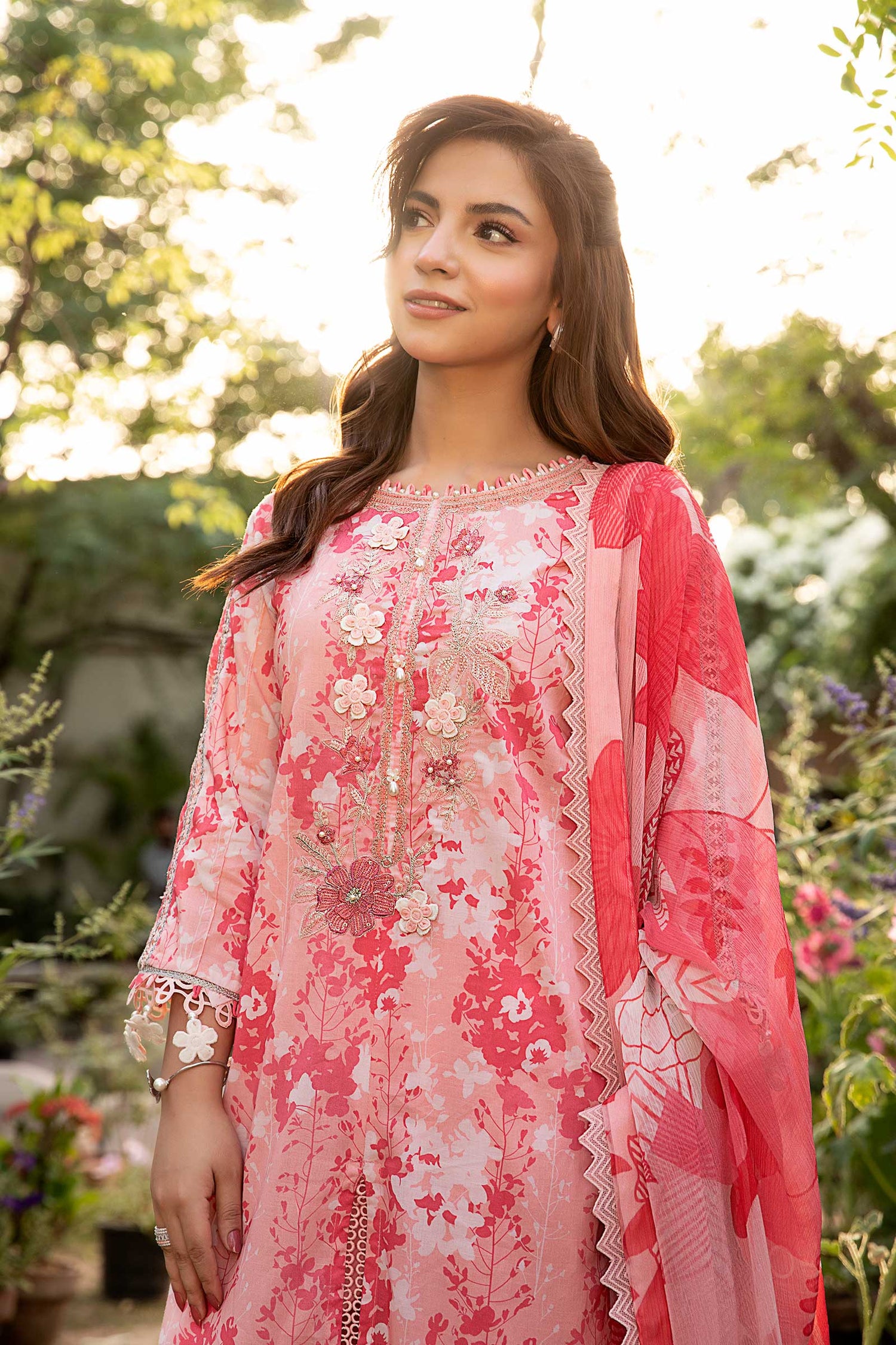 Maria.B 3 Piece Custom Stitched Suit - Pink - LB30277
