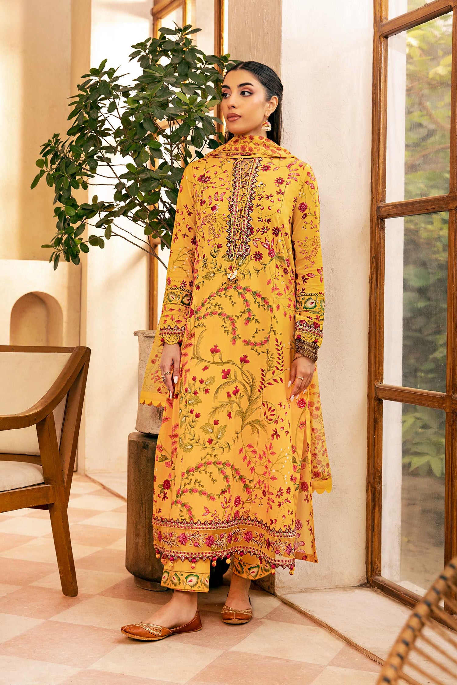 Maria.B 3 Piece Custom Stitched Suit - Yellow - LB30288