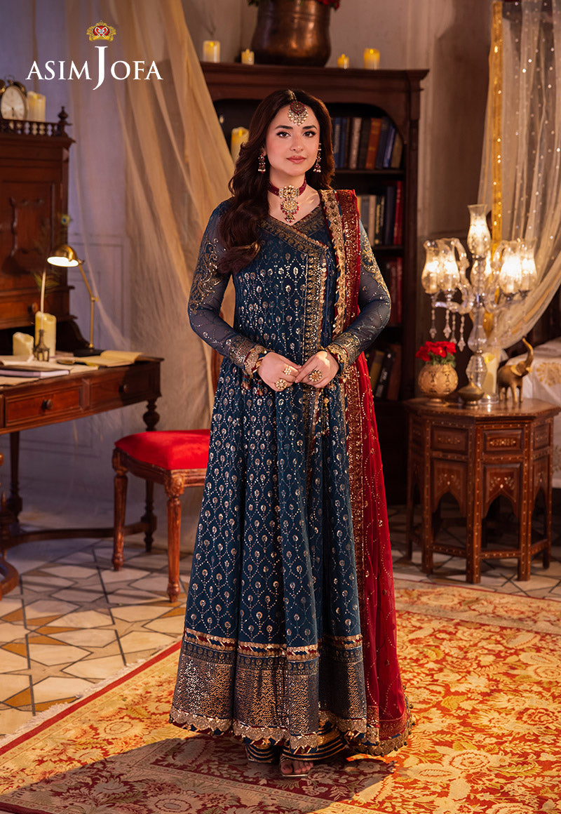 Asim Jofa 3 Piece Custom Stitched Suit - Blue - LB287935