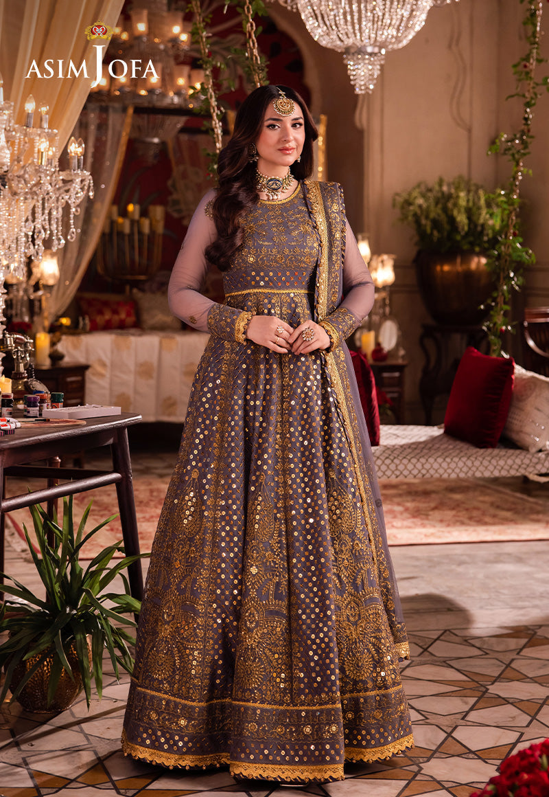 Asim Jofa 3 Piece Custom Stitched Suit - Gray - LB287926