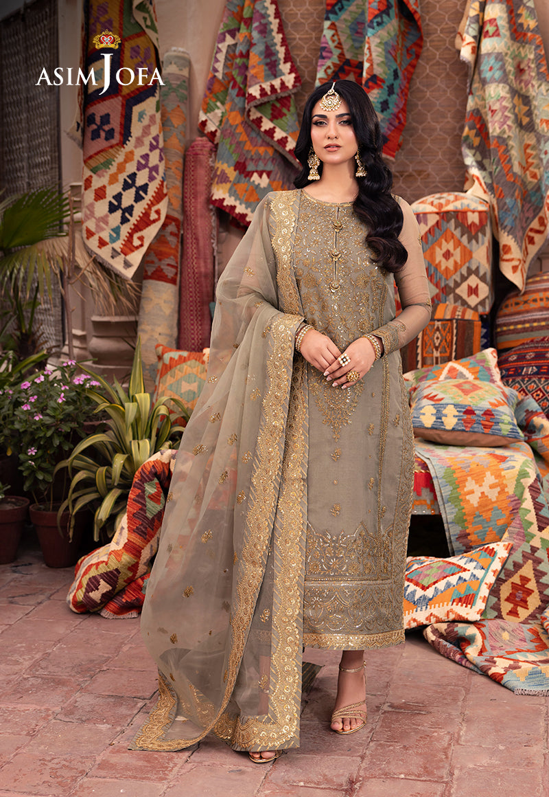 Asim Jofa 3 Piece Custom Stitched Suit - Green - LB287427