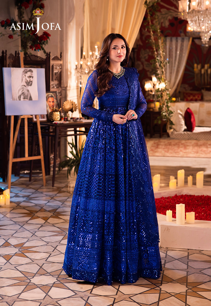 Asim Jofa 3 Piece Custom Stitched Suit - Blue - LB287931