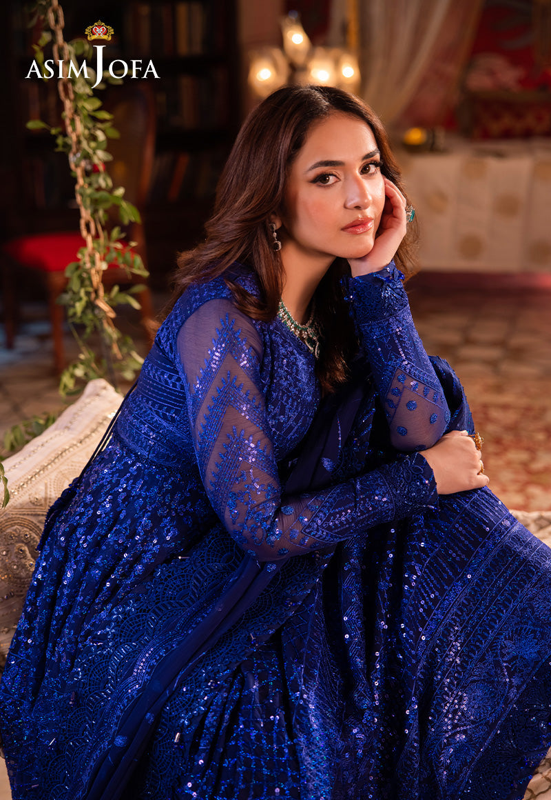 Asim Jofa 3 Piece Custom Stitched Suit - Blue - LB287931