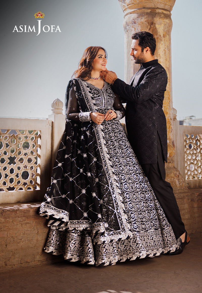 Asim Jofa 3 Piece Custom Stitched Suit - Black - LB286601