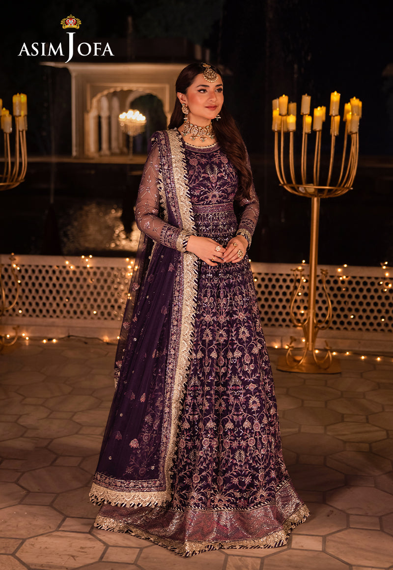 Asim Jofa 3 Piece Custom Stitched Suit - Purple - LB287929