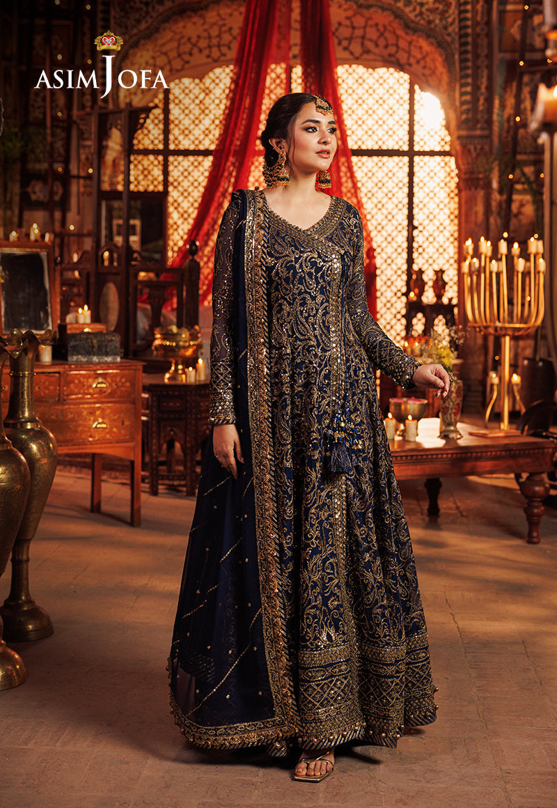 Asim Jofa 3 Piece Custom Stitched Suit - Blue - LB286605