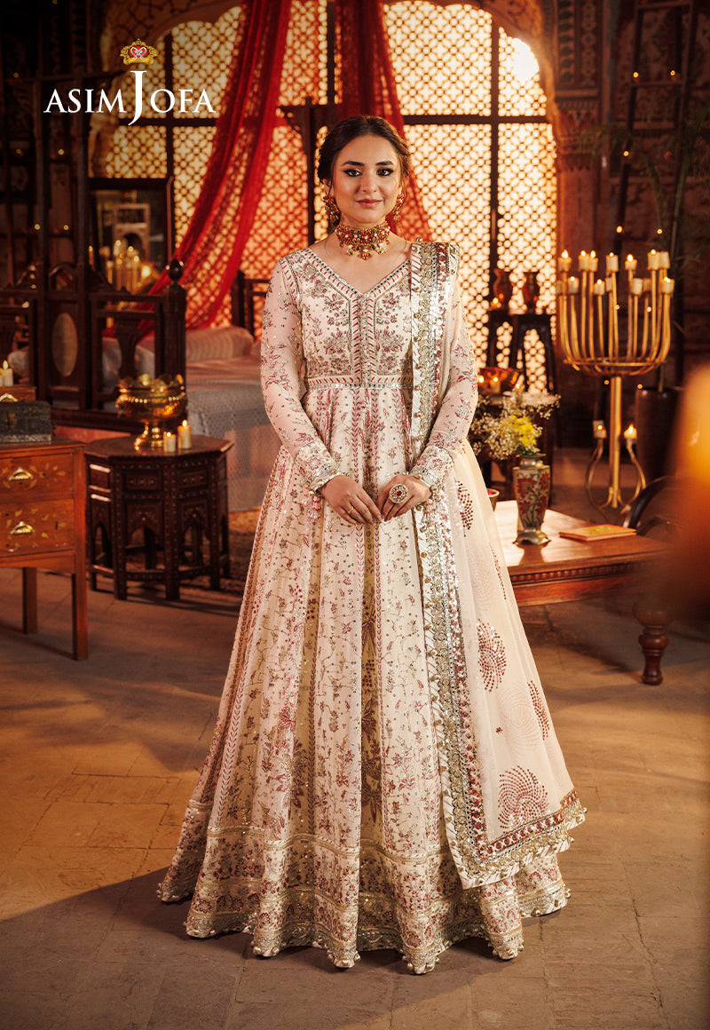 Asim Jofa 3 Piece Custom Stitched Suit - Off-White - LB286602