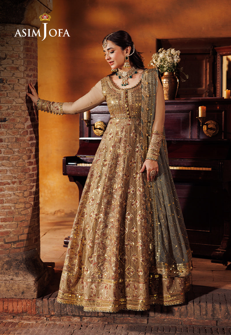 Asim Jofa 3 Piece Custom Stitched Suit - Beige - LB286606