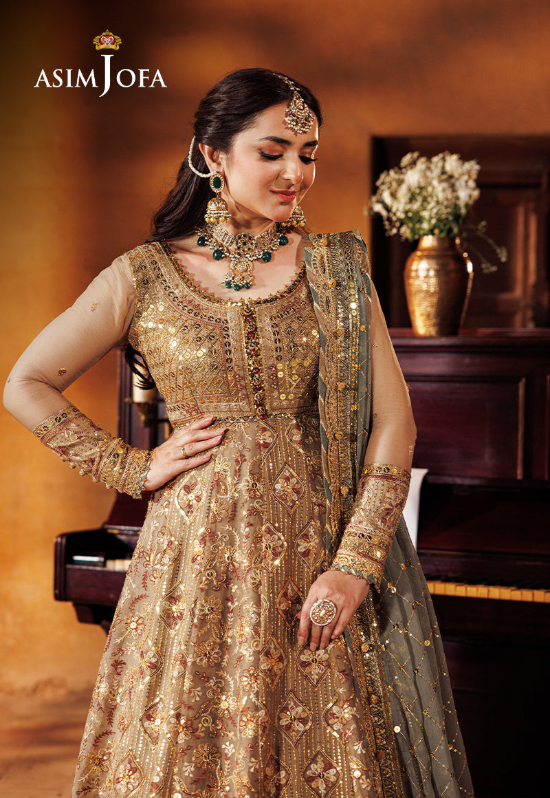 Asim Jofa 3 Piece Custom Stitched Suit - Beige - LB286606