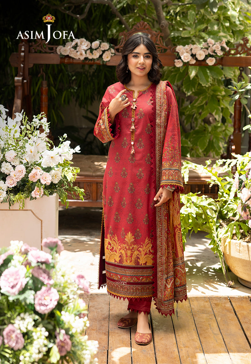 Asim Jofa 3 Piece Custom Stitched Suit - Pink - LB287487