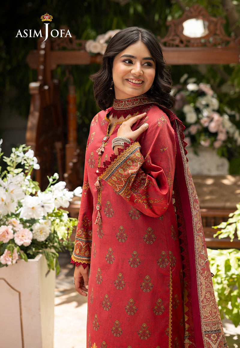 Asim Jofa 3 Piece Custom Stitched Suit - Pink - LB287487