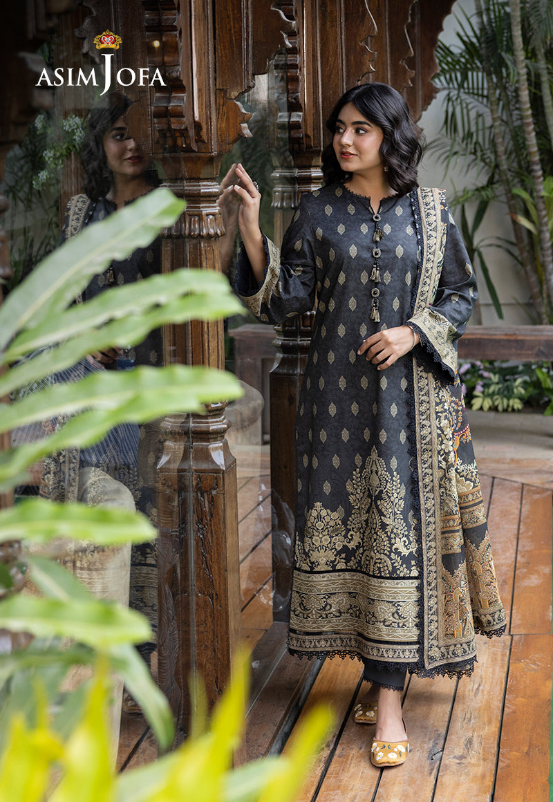 Asim Jofa 3 Piece Custom Stitched Suit - Gray - LB287494