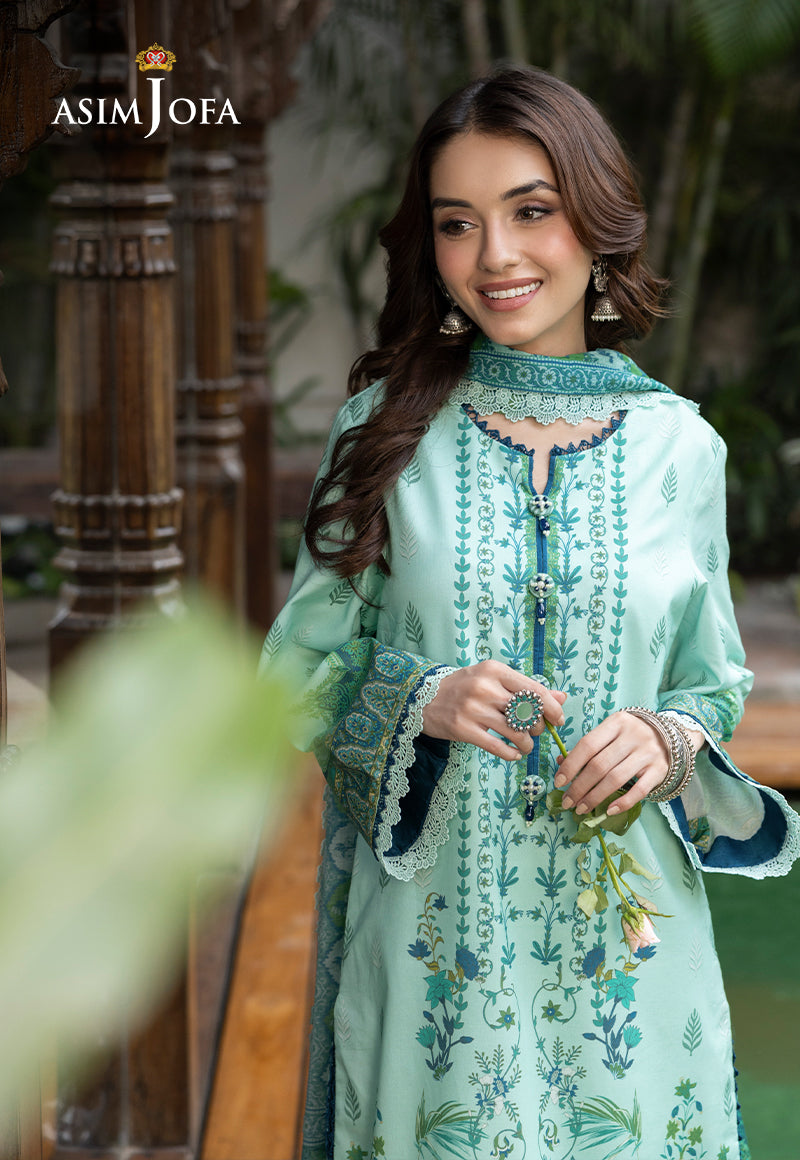 Asim Jofa 3 Piece Custom Stitched Suit - Green - LB287502