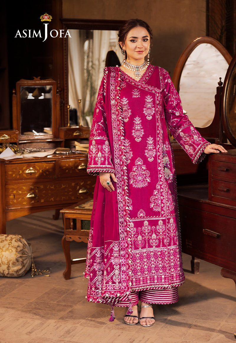 Asim Jofa 3 Piece Custom Stitched Suit - Purple - LB286609