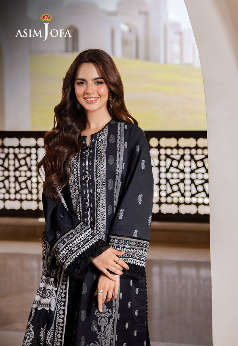 Asim Jofa 3 Piece Custom Stitched Suit - Black - LB287373