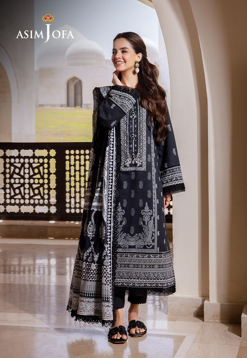 Asim Jofa 3 Piece Custom Stitched Suit - Black - LB287373