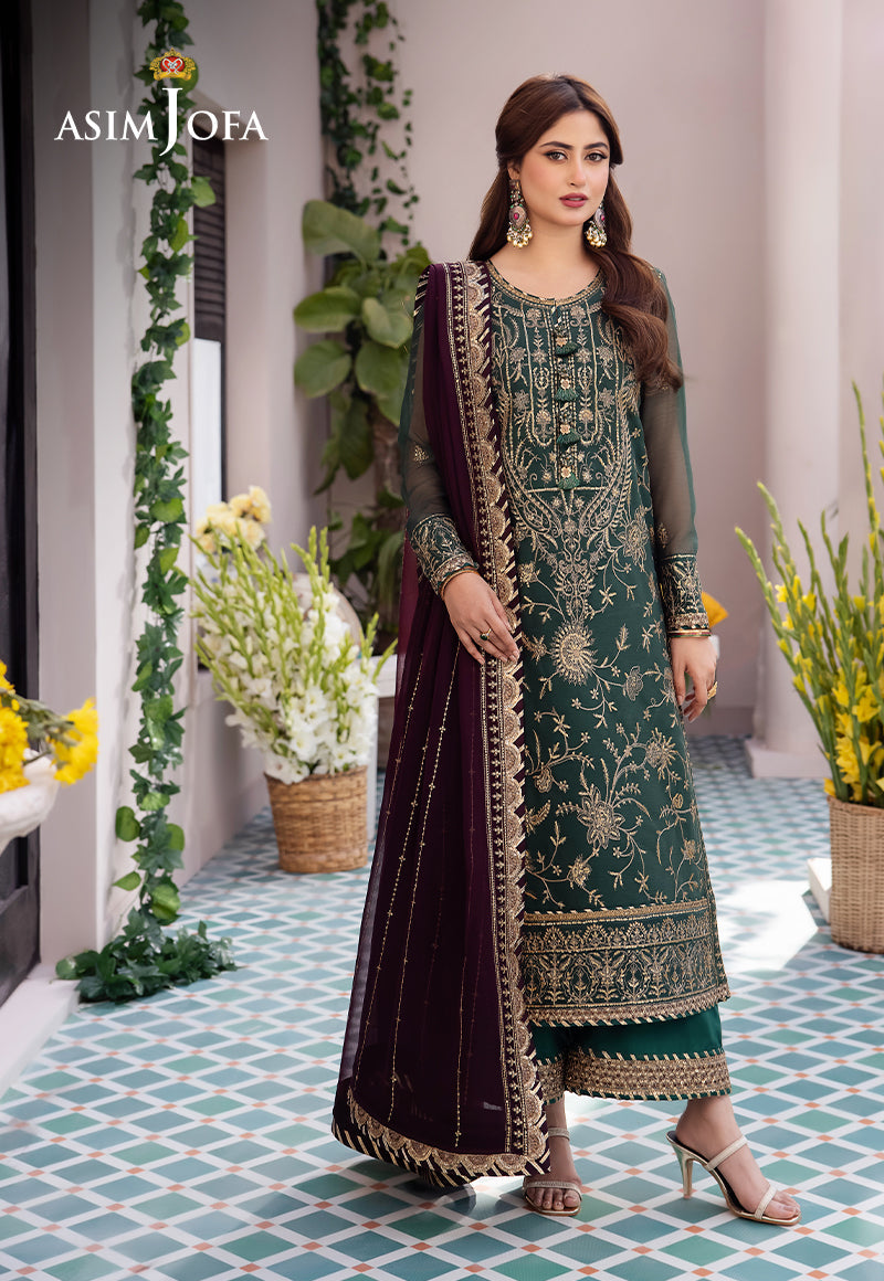 Asim Jofa 3 Piece Custom Stitched Suit - Green - LB286642