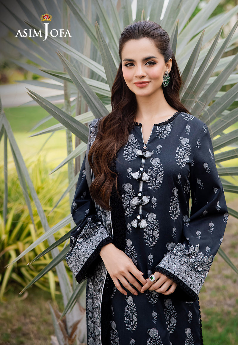 Asim Jofa 3 Piece Custom Stitched Suit - Black - LB287371