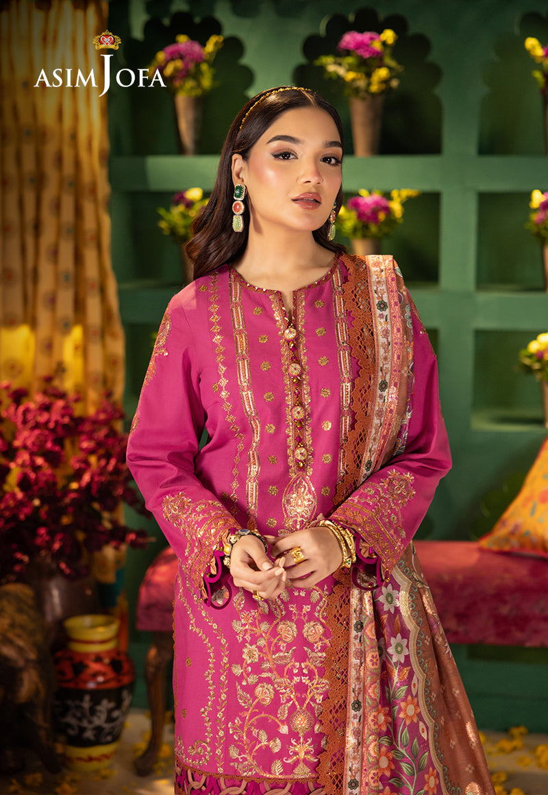 Asim Jofa 3 Piece Custom Stitched Suit - Pink - LB286774