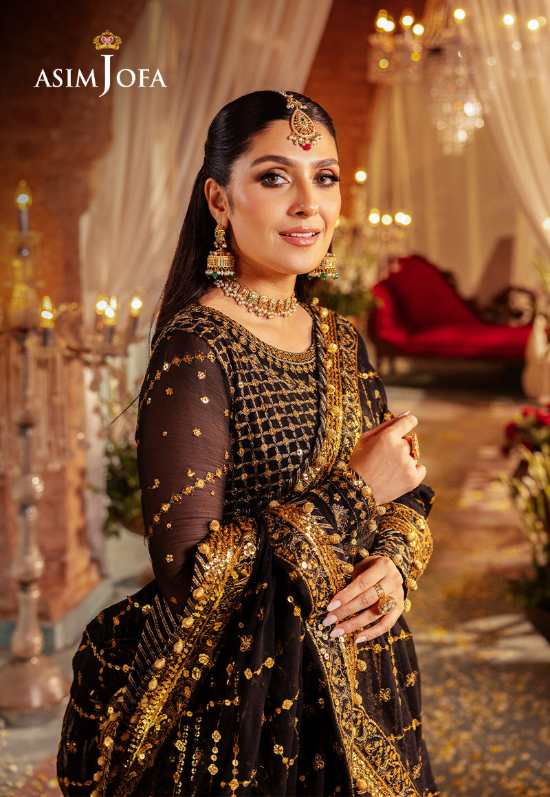 Asim Jofa 3 Piece Custom Stitched Suit - Black - LB286678