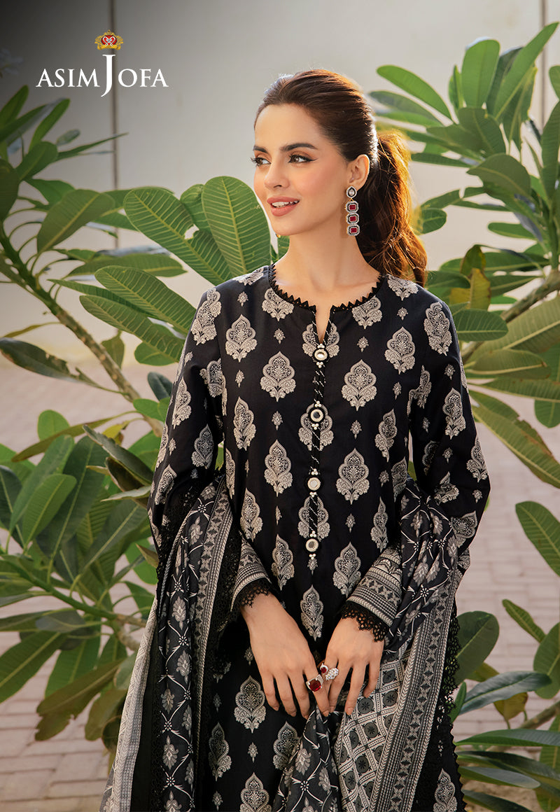 Asim Jofa 3 Piece Custom Stitched Suit - Black - LB287369