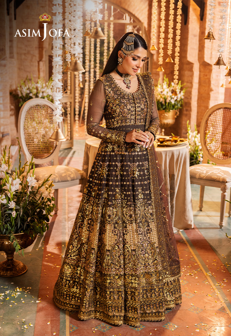 Asim Jofa 3 Piece Custom Stitched Suit - Brown - LB286679