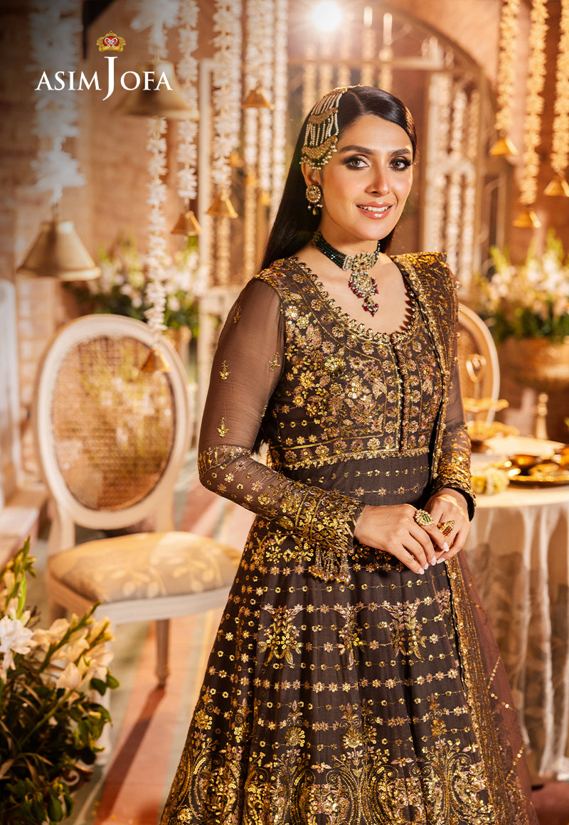 Asim Jofa 3 Piece Custom Stitched Suit - Brown - LB286679