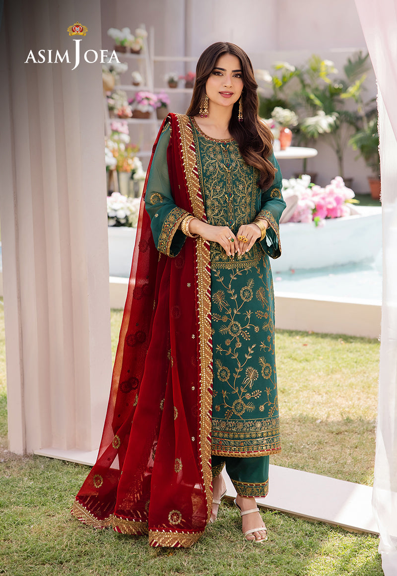 Asim Jofa 3 Piece Custom Stitched Suit - Green - LB286628