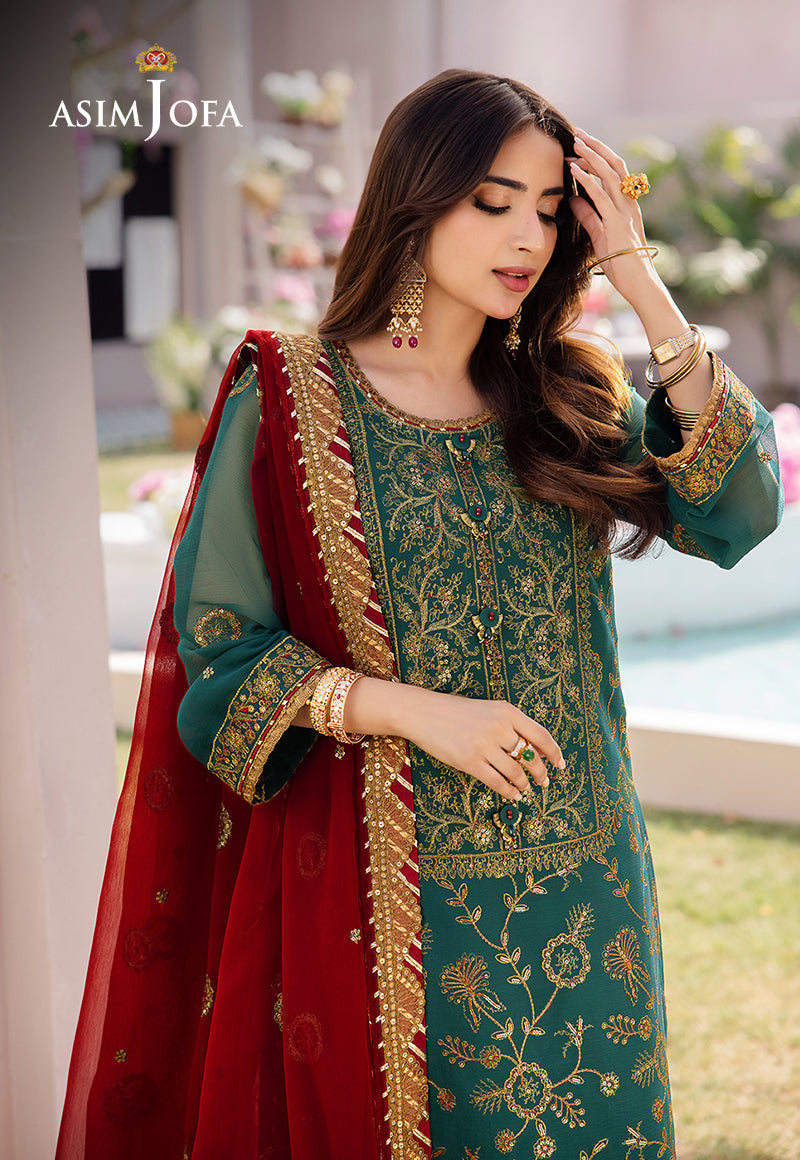 Asim Jofa 3 Piece Custom Stitched Suit - Green - LB286628