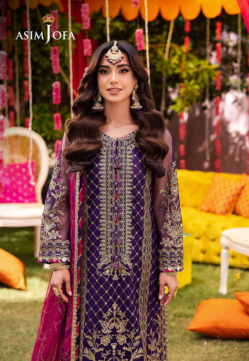 Asim Jofa 3 Piece Custom Stitched Suit - Purple - LB287242