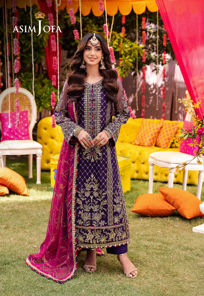 Asim Jofa 3 Piece Custom Stitched Suit - Purple - LB287242