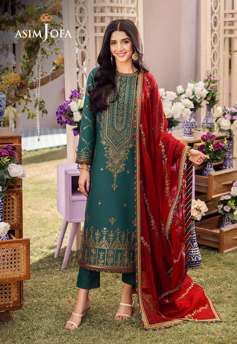 Asim Jofa 3 Piece Custom Stitched Suit - Green - LB286624