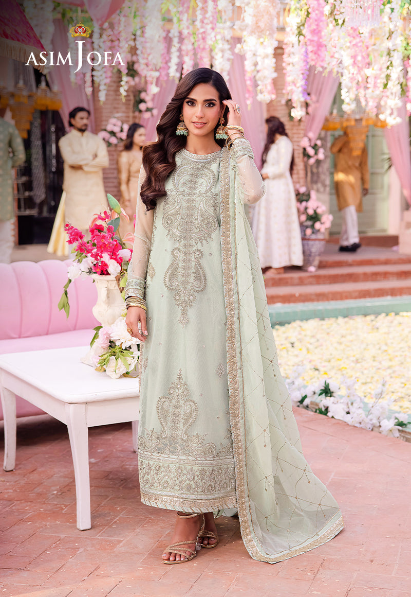 Asim Jofa 3 Piece Custom Stitched Suit - Green - LB287250