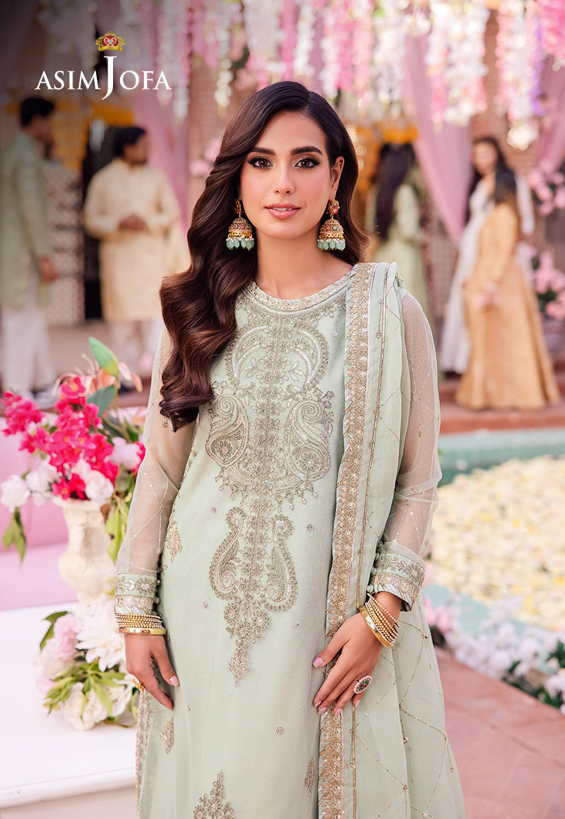 Asim Jofa 3 Piece Custom Stitched Suit - Green - LB287250