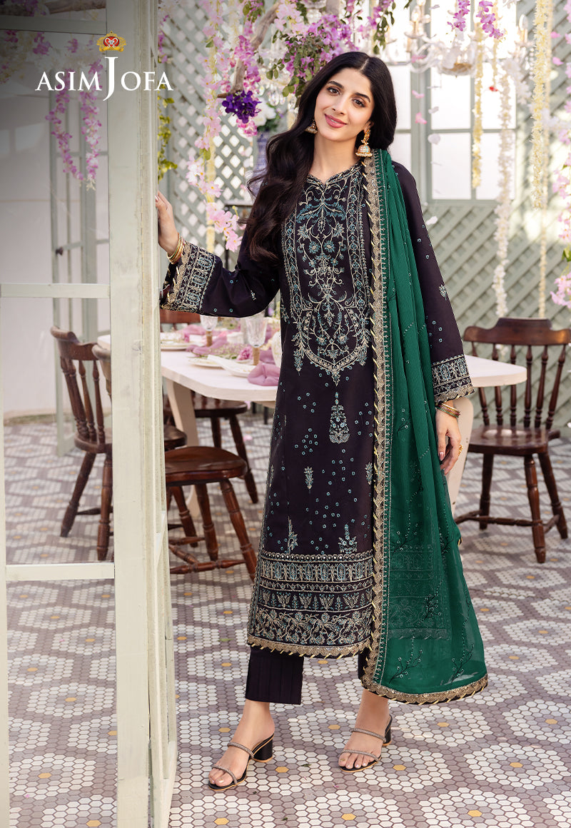 Asim Jofa 3 Piece Custom Stitched Suit - Black - LB286633