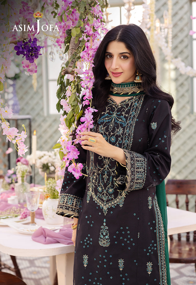 Asim Jofa 3 Piece Custom Stitched Suit - Black - LB286633