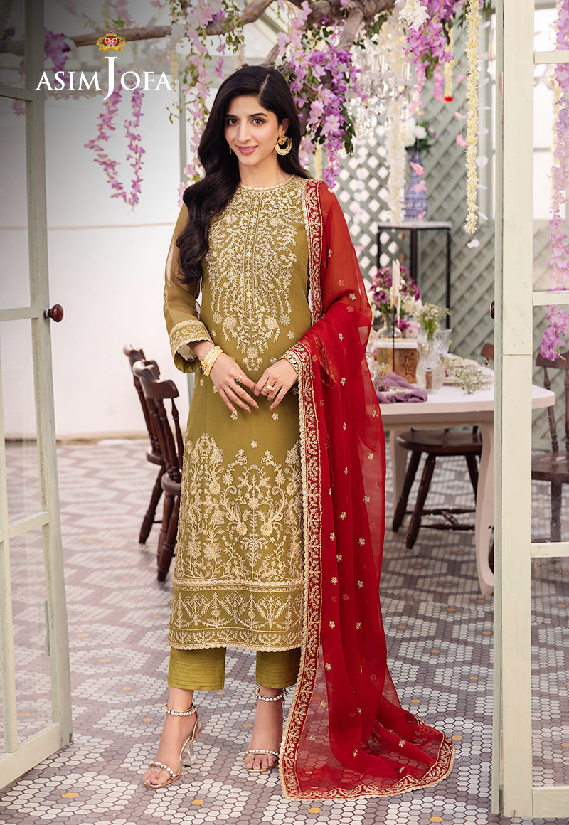 Asim Jofa 3 Piece Custom Stitched Suit - Green - LB286618