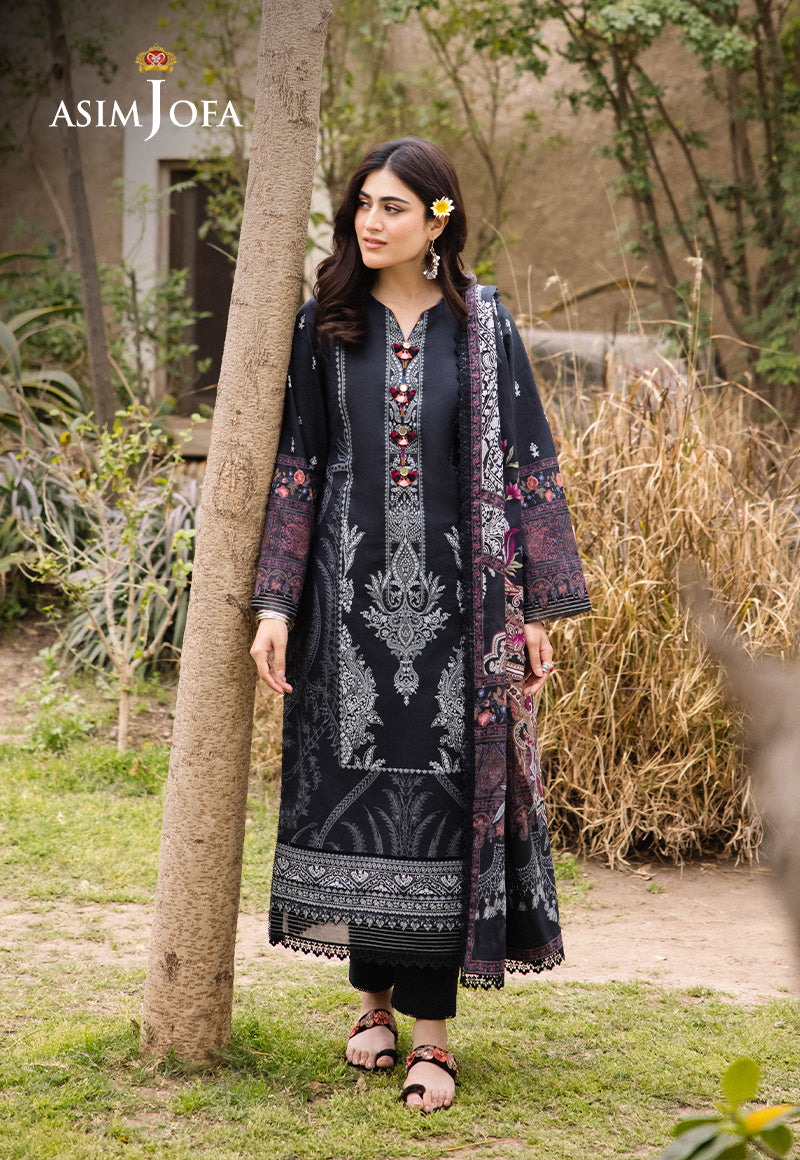 Asim Jofa 3 Piece Custom Stitched Suit - Black - LB286664